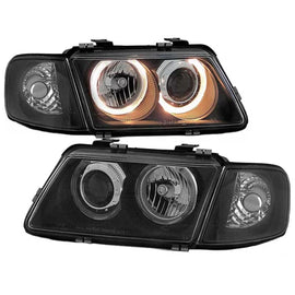 Set fari anteriori per Audi A3 8L 96-00 Angel Eyes nero H7/H7 Depo