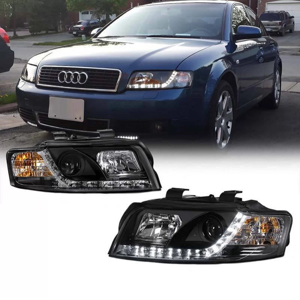 Set fari anteriori per Audi A4 B6 00-04 DRL nero H1/H1 Sonar