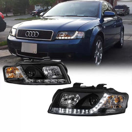 Set fari anteriori per Audi A4 B6 00-04 DRL nero H1/H1 Sonar