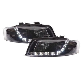 Set fari anteriori per Audi A4 B6 00-04 DRL nero H1/H1 Sonar