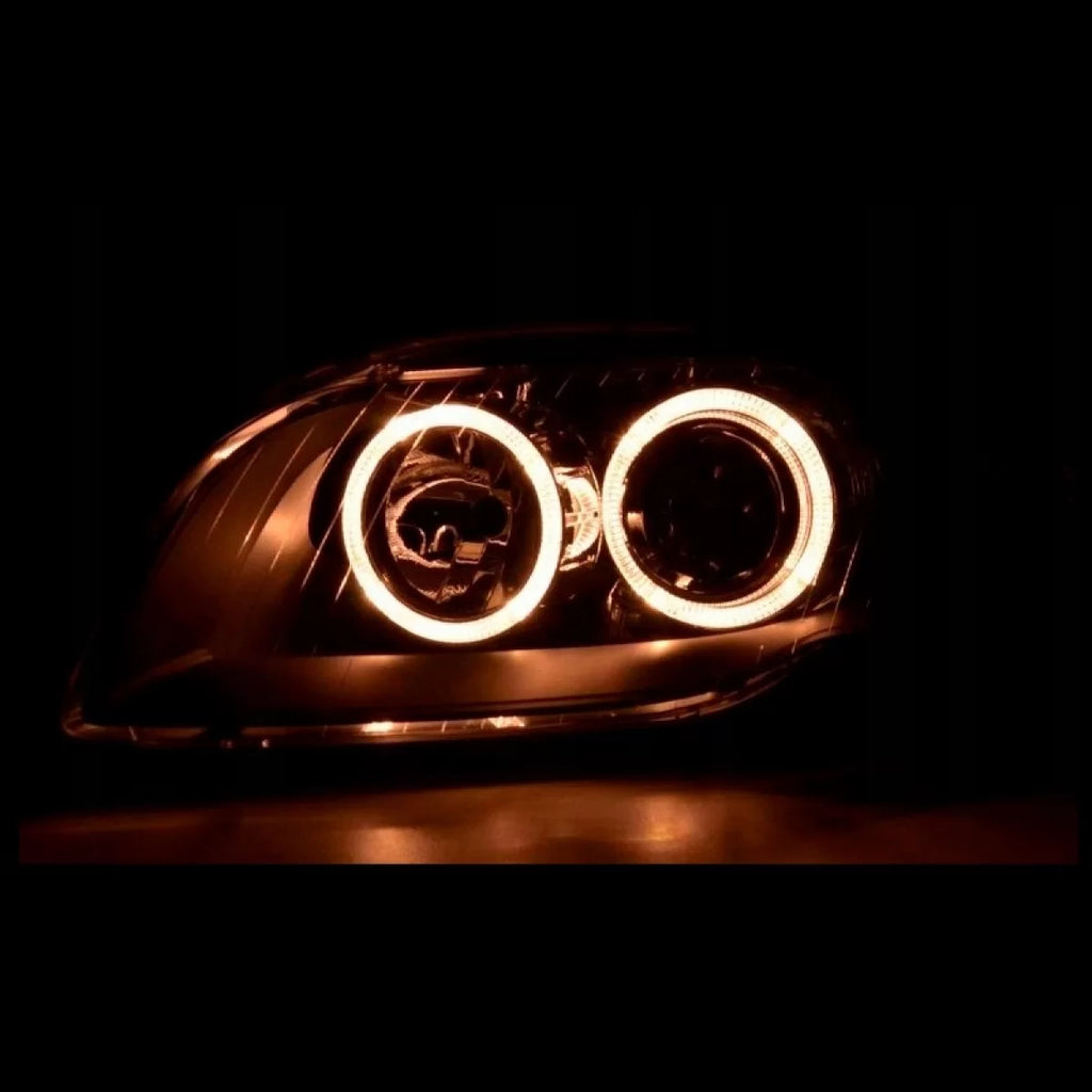 Set fari anteriori per Audi A4 B7 04-08 Angel Eyes nero H7/H7 Depo
