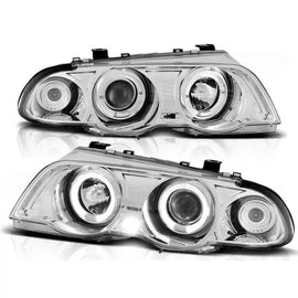 Set fari anteriori per BMW 3 E46 berlina/Caravan 99-01 Angel Eyes cromato H1/H1 Sonar