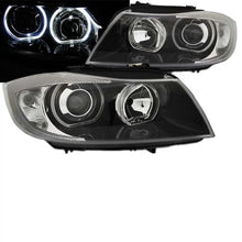 Set fari anteriori per BMW 3 E90 / E91 05-11 Angel Eyes LED nero H7/H7 Depo