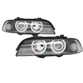 Set fari anteriori per BMW 5 E39 95-03 Angel Eyes restyling LCI stile nero H7/H7 manuale Carner