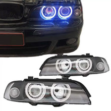 Carica l'immagine nel visualizzatore di Gallery, Set fari anteriori per BMW 5 E39 95-03 Angel Eyes restyling LCI stile nero H7/H7 manuale Carner