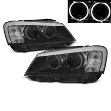 Carica l'immagine nel visualizzatore di Gallery, Set fari anteriori per BMW X3 F25 10-07.14 Angel Eyes nero LED