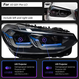 Set fari anteriori per BMW X3 G01 / G08 18-22 LED Laser stile nero Carner