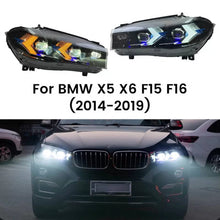 Carica l'immagine nel visualizzatore di Gallery, Set fari anteriori per Bmw X5 F15 (2013-2018) / X6 F16 (2014-2019) conversione a G05 / G06 stile nero Carner