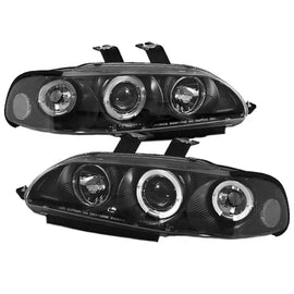Set fari anteriori per Honda Civic 92-95 2D/3D Angel Eyes & Led nero H1/H1 manuale Sonar