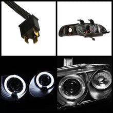Set fari anteriori per Honda Civic 92-95 2D/3D Angel Eyes &amp; Led nero H1/H1 manuale Sonar