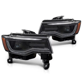Set fari anteriori per Jeep Grand Cherokee 14-21 WK2 DRL Led Tube nero manuale