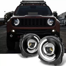 Carica l'immagine nel visualizzatore di Gallery, Set fari anteriori per Jeep Renegade 2014+ DRL Tube luci nero H7 manuale Akkon