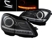Set fari anteriori per Mercedes-Benz Classe C W204 11-14 DRL &amp; Led segnale nero H7 con motorino