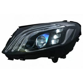 Set fari anteriori per Mercedes-Benz Classe C W205 14-20 conversione allo stile Maybach Full LED DRL nero con motorino