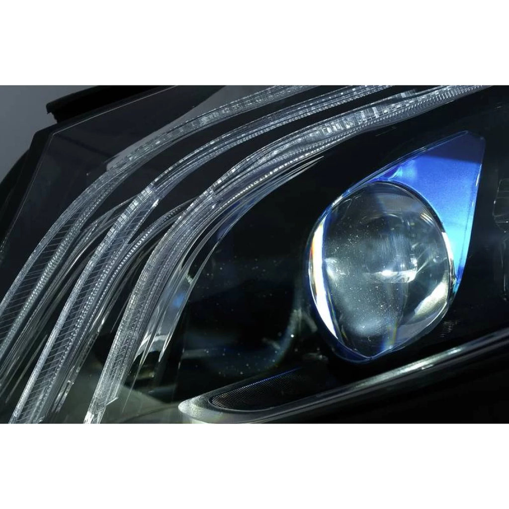 Set fari anteriori per Mercedes-Benz Classe C W205 14-20 conversione allo stile Maybach Full LED DRL nero con motorino