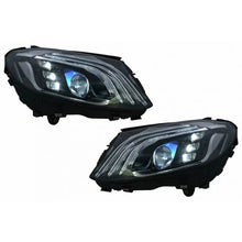 Set fari anteriori per Mercedes-Benz Classe C W205 14-20 conversione allo stile Maybach Full LED DRL nero con motorino
