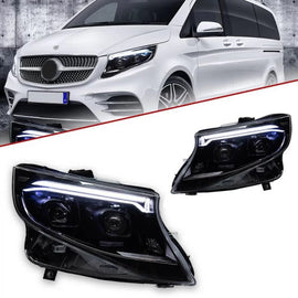 Set fari anteriori per Mercedes-Benz Vito W447 14-24 W448 2025 stile DRL Led Tube nero Carner