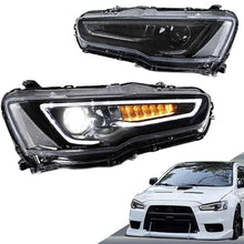 Set fari anteriori per Mitsubishi Lancer 07-17 DRL Led Tube &amp; dinamico segnale nero/cromato H7 manuale VLAND