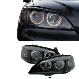 Set fari anteriori per Opel Astra G 97-04 Angel Eyes nero H7/H7 Depo