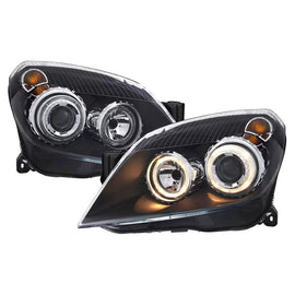 Set fari anteriori per Opel Astra H 04-09 Angel Eyes nero H7/H7 con motorino Depo