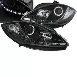 Set fari anteriori per Seat Leon 1P 09-13 restyling DRL nero H1/H1 Sonar