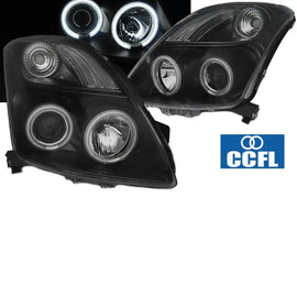 Set fari anteriori per Suzuki Swift 05-10 CCFL Angel Eyes nero H1/H1 Sonar