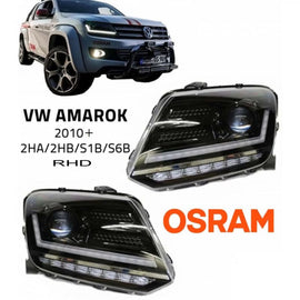 Set fari anteriori per VW Amarok 2010+ DRL Full LED alogeno versione nero LEDHL107-BK RHD guida a destra Osram Ledriving
