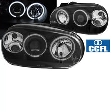 Set fari anteriori per VW Golf IV (4) 97-03 CCFL Angel Eyes nero H7/H1/H3 Sonar