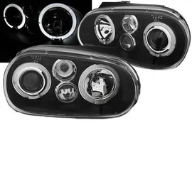 Set fari anteriori per VW Golf IV (4) 97-03 Angel Eyes nero H1/H1/P21W JunYan