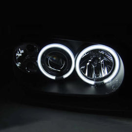 Set fari anteriori per VW Golf IV (4) 97-03 CCFL Angel Eyes nero H7/H1/H3 Sonar
