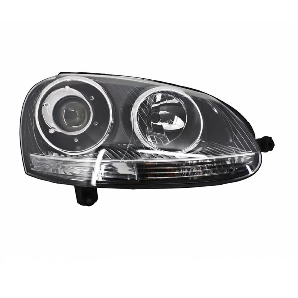 Set fari anteriori per VW Golf V (5) 03-08 proiettori GTI / R32 stile cromato H7/H7 con motorino & E-Mark Carner