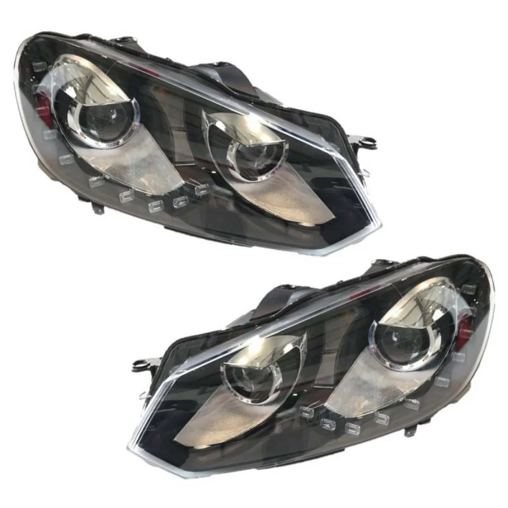 Set fari anteriori per VW Golf VI (6) 08-12 DRL GTI /R20 stile nero H7/H7 con motorino Carner