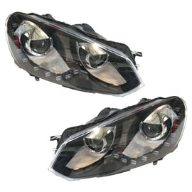 Set fari anteriori per VW Golf VI (6) 08-12 DRL GTI /R20 stile nero H7/H7 con motorino Carner