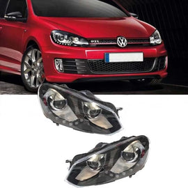 Set fari anteriori per VW Golf VI (6) 08-12 DRL GTI /R20 stile nero H7/H7 con motorino Carner
