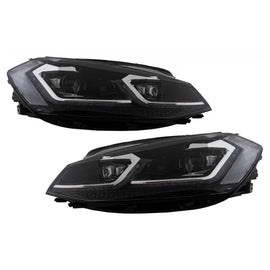 Set fari anteriori per VW Golf VII (7) 12-17 stile 7.5 GTI nero/argento Line H7 con motorino Carner
