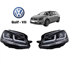 Carica l'immagine nel visualizzatore di Gallery, Set fari anteriori per VW Golf VII (7) 12-17 DRL Full LED alogeno versione nero/cromato LEDHL103-CM Osram Ledriving