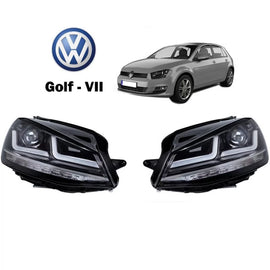 Set fari anteriori per VW Golf VII (7) 12-17 DRL Full LED alogeno versione nero/cromato LEDHL103-CM Osram Ledriving