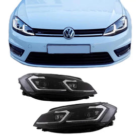 Set fari anteriori per VW Golf VII (7) 12-17 stile 7.5 GTI nero/argento Line H7 con motorino Carner