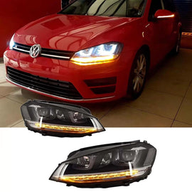 Set fari anteriori per VW Golf VII (7) 12-17 U-tipo DRL & Led segnale dinamico GTI R-Line stile nero H7/H7 con motorino