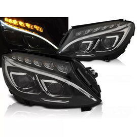 Fari anteriori TRUE DRL nero compatibile MERCEDES W205 14-18