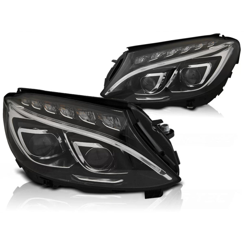 Fari anteriori TRUE DRL nero compatibile MERCEDES W205 14-18