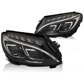 Fari anteriori TRUE DRL nero compatibile MERCEDES W205 14-18