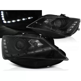 Fari anteriori TRUE DRL nero compatibile SEAT IBIZA 6J 12-15