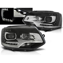 Fari anteriori TRUE DRL nero compatibile VW T5 10-15