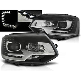 Fari anteriori TRUE DRL nero compatibile VW T5 10-15