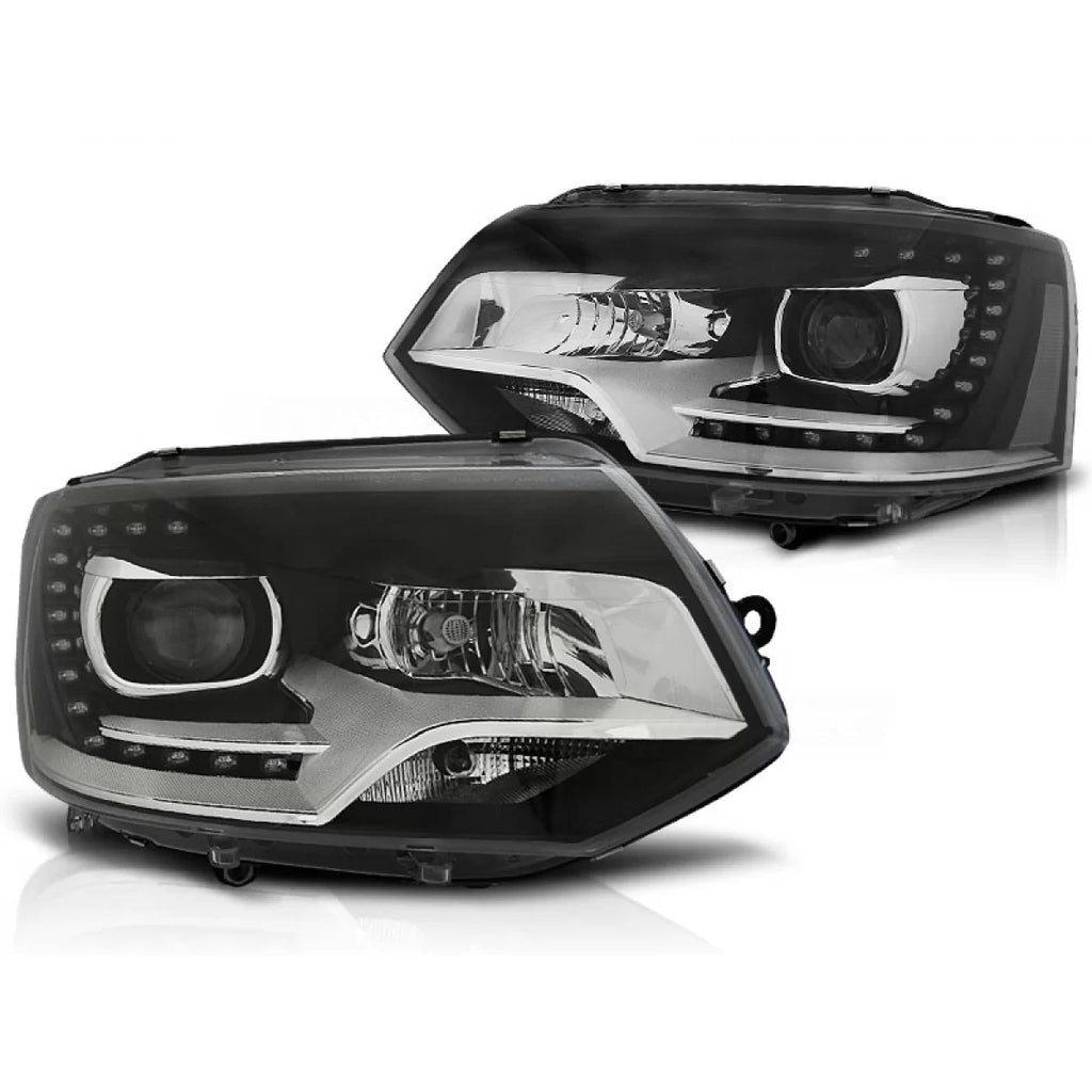 Fari anteriori TRUE DRL nero compatibile VW T5 10-15