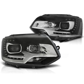 Fari anteriori TRUE DRL nero compatibile VW T5 10-15