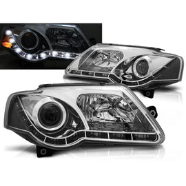 Fari anteriori TRUE DRL cromato compatibile VW PASSAT B6 3C 03.05-10