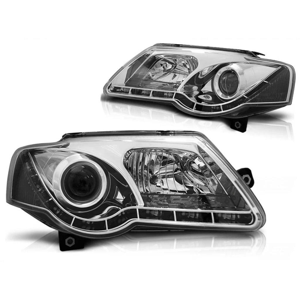 Fari anteriori TRUE DRL cromato compatibile VW PASSAT B6 3C 03.05-10