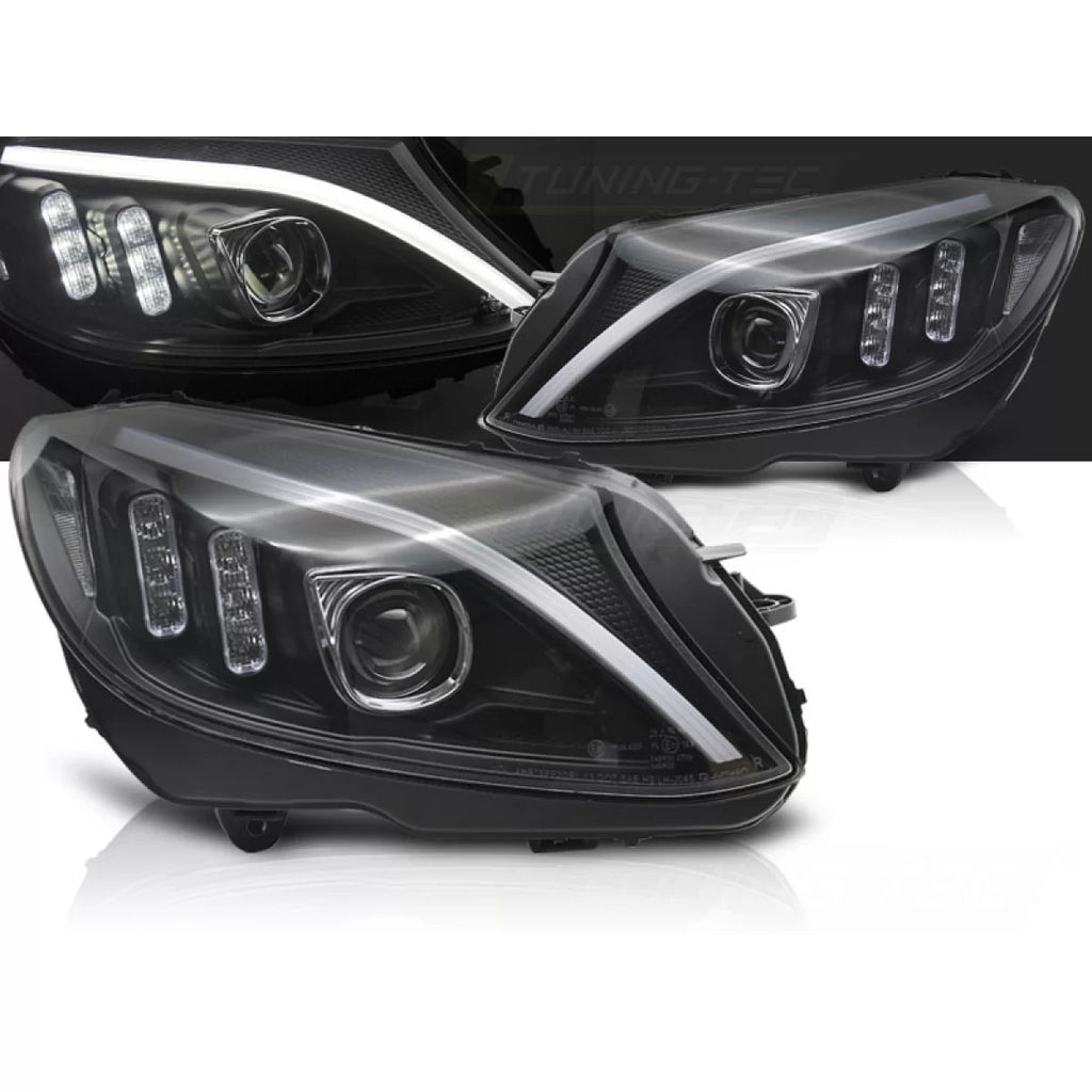 Fari anteriori TUBE LED nero compatibile MERCEDES W205 14-18
